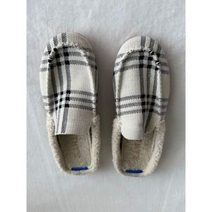 Rothy's Women's Mule Slippers Cream Black Plaid Size 7 House‎ Shoes Washable